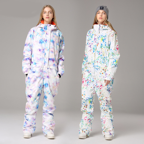 Traje de esquí con capucha para mujer, mono de esquí de una pieza para exterior, cálido, Snowboard, deportivo, impermeable, 2022 ► Foto 1/6