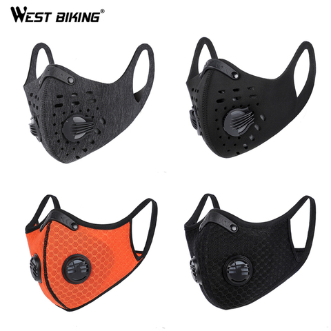 Máscara de cara de ciclista WEST BIKING, máscara de entrenamiento deportivo PM2.5, máscara anticontaminación para correr, máscara lavable con filtro de carbón activado ► Foto 1/6