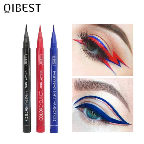 QIBEST-Lápiz Delineador de ojos líquido, 12 colores, resistente al agua, fácil de usar, mate largo, duradero, maquillaje de ojos de gato, delineador de ojo colorido, cosmético ► Foto 1/6