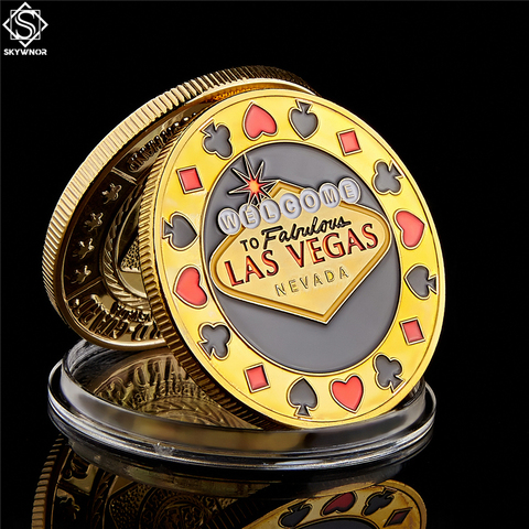 Bienvenido a Nevada, Las Vegas, Chip de póker, Ángel, Casino, desafio, moneda de oro, recuerdo de la suerte, ficha personalizada, colección de monedas ► Foto 1/6