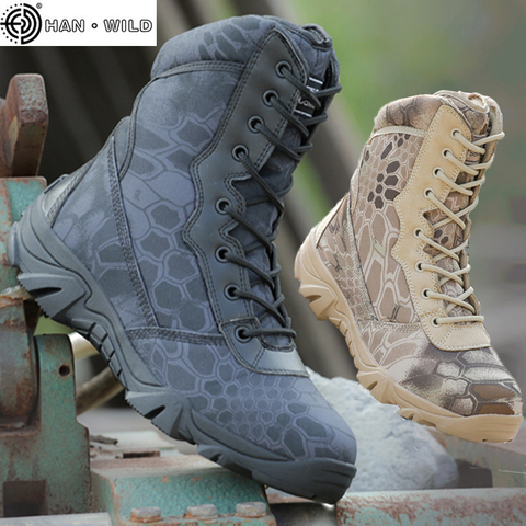 Botas táctica de la Armada militar para hombre, botines de combate con punta redonda y cremallera de cuero para viaje, informales, para el desierto, otoño ► Foto 1/6