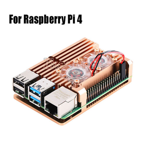 Carcasa de aleación de aluminio con disipador de calor de refrigeración ventilador doble para Raspberry Pi 3/4 Modelo B, Pi 3 B +, Pi 2 Modelo B ► Foto 1/6