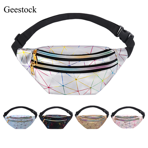 Geestock-riñonera holográfica con purpurina para mujer, bolsa impermeable con cinturón geométrico, a la moda, con láser, para teléfono ► Foto 1/6