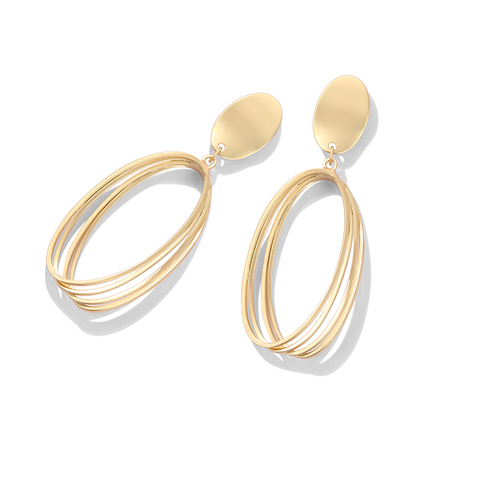 Elegante geométrica de Metal mate de oro pendiente con forma ovalada Clip en pendientes No perforado para mujeres chica auriculares joya Clip regalo Brincos ► Foto 1/6