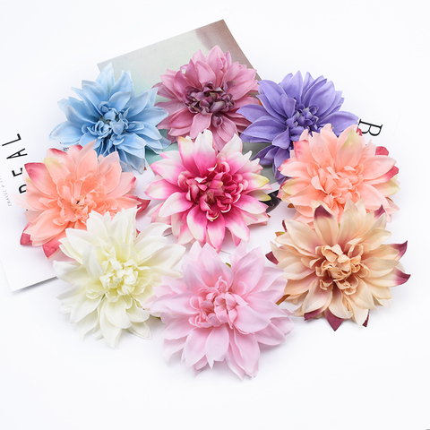 10 piezas de seda Gerbera Dahlia flores decorativas para boda de la pared, decoración para el hogar, accesorios, diy de flores artificiales al por mayor ► Foto 1/6