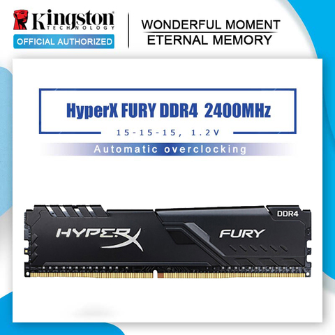 Kingston HyperX Fury 2 gb 4gb 8gb 16gb 32 gb 64 gb DDR4 2400Mhz Memoria de escritorio DIMM juego de Memoria RAM CL15 DIMM 288 pin interna Memoria ► Foto 1/6