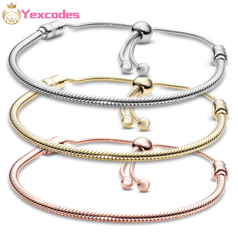 Yexcodes-pulsera con abalorio de hueso de serpiente para mujer, brazalete con ajuste de tamaño, de marca de bricolaje, regalo, joyería, 2022 ► Foto 1/6