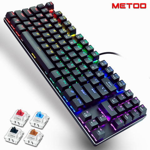 METOO-Teclado mecánico retroiluminado de 89 teclas, para juegos, ordenador portátil, PC y ruso, juegos por cable, azul, rojo y marrón ► Foto 1/6