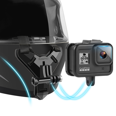 Casco de motocicleta Chin soporte montaje para GoPro Hero 9 8 7 6 5 4 3 Xiaomi Yi acción deportes Cámara Full Face Holder accesorio ► Foto 1/6