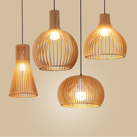 Lámpara colgante de madera para sala de estar, lámpara colgante de estilo chino moderno, luz para restaurante, decoración para otros dormitorios, iluminación para interiores ► Foto 1/6