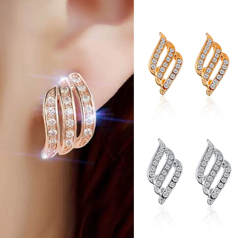 Pendientes de cristal con forma de flor para mujer, Joyería Moderna, Color dorado, pendientes de diamante de imitación ► Foto 1/6