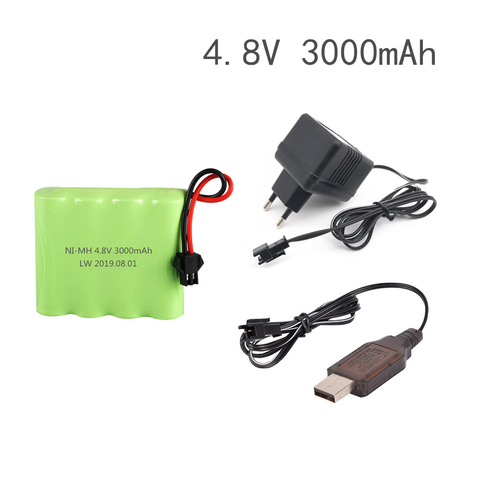 Batería NiMH Ni-MH de 4,8 v 3000mah con cargador para juguetes Rc coches tanques Robots barcos pistolas Ni-MH AA 4,8 v batería recargable paquete ► Foto 1/6