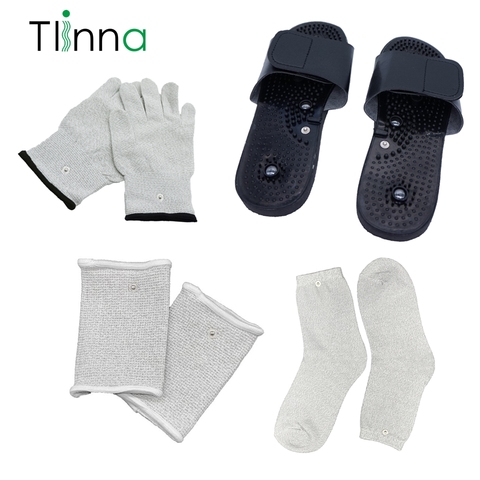 Guantes eléctricos Tens/EMS Estimulador muscular conductor de plata, zapatillas de fibra de plata, calcetines de muñeca, accesorios de terapia de masaje de acupuntura ► Foto 1/6