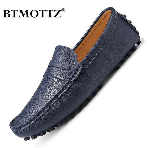 Zapatos de cuero genuino para hombre, marca de lujo, mocasines casuales para hombre, mocasines suaves, transpirables, deslizantes en zapatos de barco, de talla grande 39-50 ► Foto 1/6