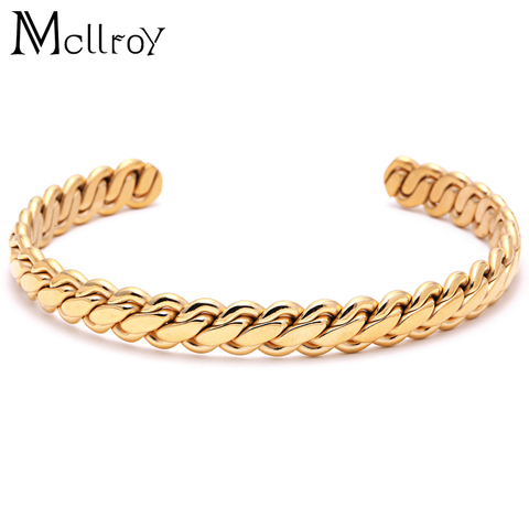 Mcllroy, nuevo brazalete de acero antiguo de titanio y acero para mujeres, hombres, pulseras retorcidas y brazaletes, joyería de moda femenina ► Foto 1/6