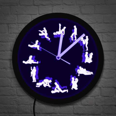Reloj de pared de diseño moderno para luz de neón LED, cronógrafo silencioso con números grandes, sin tic-tac, para decoración del hogar y el dormitorio, Pared luminosa que brilla en la oscuridad ► Foto 1/6