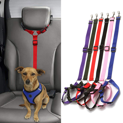 Correa de seguridad para perros y gatos, productos para mascotas, cinturón de seguridad ajustable para coche, arnés de asiento para cachorros, correa universal de viaje con clip ► Foto 1/6