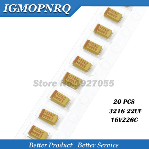 20 piezas A-3216-16V-22UF-226C A tipo 3216 22uf 16v 226C condensador de tantalio SMD ► Foto 1/1