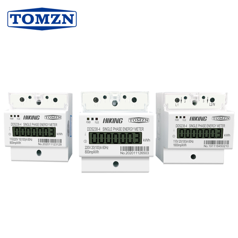 Medidor de energía monofásico, 100A, 110V, 220V, 50-60HZ, LCD, 2 cables, 3 cables, carril Din, kWh, watt, para América ► Foto 1/1