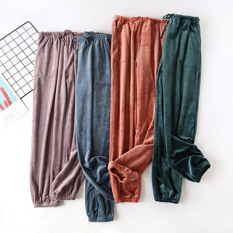 Pantalones de terciopelo para hombre y mujer, pantalón cálido, grueso y cálido, para casa, de franela ► Foto 1/6
