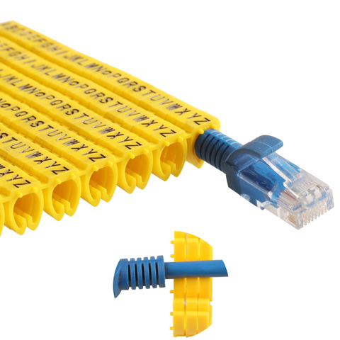 Clip de plástico para marcar cables, m-0, m-1, m-2, alphabbit, tamaño del cable AZ, 1,5mm, amarillo ► Foto 1/6