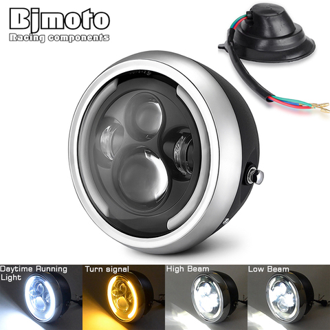 Faro de carreras DRL para motocicleta tipo cafe, luz LED frontal de haz Alto y Bajo, iluminación de 7,5 pulgadas para Street Tracker Scrambler Chopper Bobber ► Foto 1/6