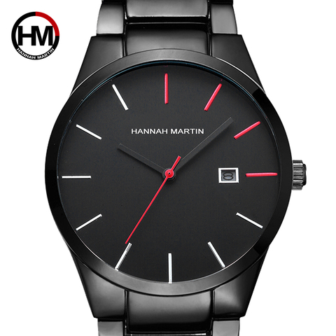 Reloj De cuarzo rojo y negro para hombre, pulsera De acero inoxidable, resistente al agua, De lujo, 2022 ► Foto 1/6