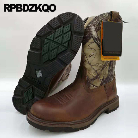 Bordado Mediados De Becerro Labor Retazos Vaquera Marrón Camuflaje Vendimia Zapatos Ponerse Botas Vaqueras Para Hombre Cuero Genuino Occidental Lona Calzado Cómodo Masculino Moda ► Foto 1/6