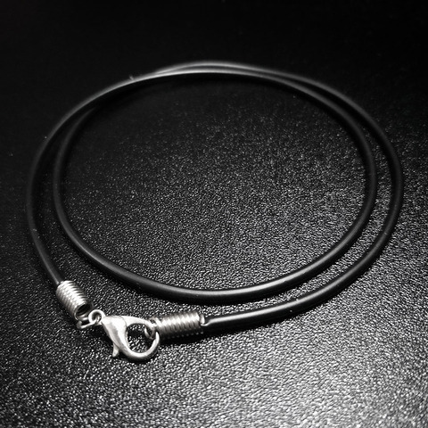 Collares de cadena de cuero negro para hombre y mujer, cuerda de silicona elástica lisa, collar artesanal, regalo de joyería 2022 ► Foto 1/6