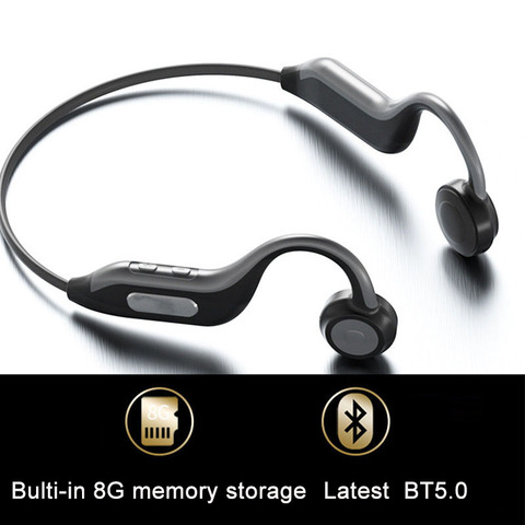 GGMM-auriculares con Bluetooth 5,0, dispositivo de conducción ósea con tarjeta de memoria integrada de 8G, micrófono IPX67 HD, deportivos, novedad ► Foto 1/6