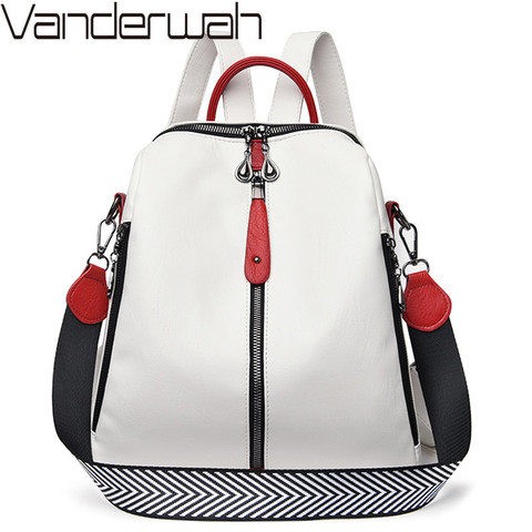 Mochila moderna de piel auténtica para mujer, morral escolar blanco para chicas adolescentes, bolso de hombro, Mochila de viaje ► Foto 1/6