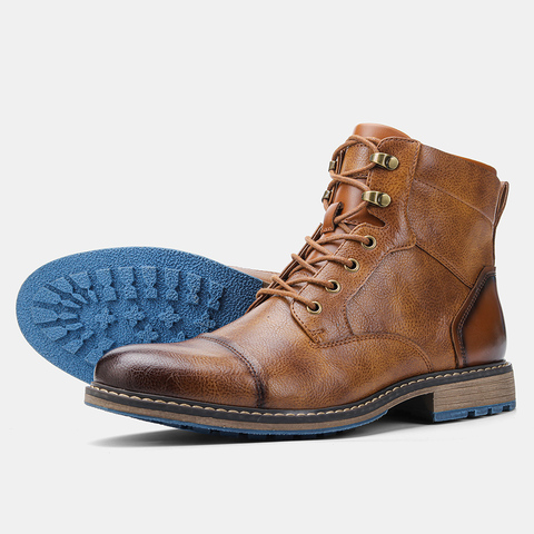 Botas de cuero cómodas para hombre, zapatos de marca a la moda, para primavera, 8 ~ 12, # AL604, 2022 ► Foto 1/6