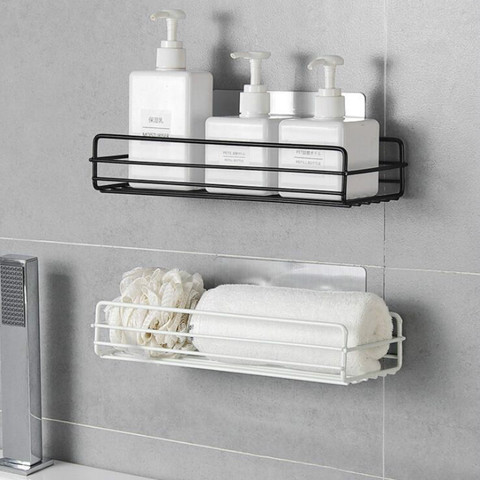 Estantería de almacenamiento sin perforaciones para baño, organizador de pared de la Ducha, Caja de almacenaje para estante, cesta de cocina, accesorios de baño, WJ102813, 1 unidad ► Foto 1/4