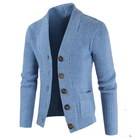 Hombres chaqueta de cuello alto suéter Cardigan Casual trenzado Jersey de punto Chaqueta larga de Sweatercoat ► Foto 1/6