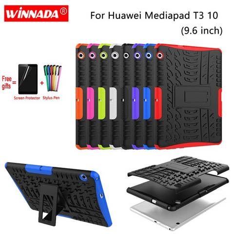 Para Huawei Mediapad T3 10 T3 9,6 AGS-L09 AGS-L03 AGS-W09 armadura Tablet caso TPU + PC a prueba de golpes a prueba cubierta + pluma + película ► Foto 1/6