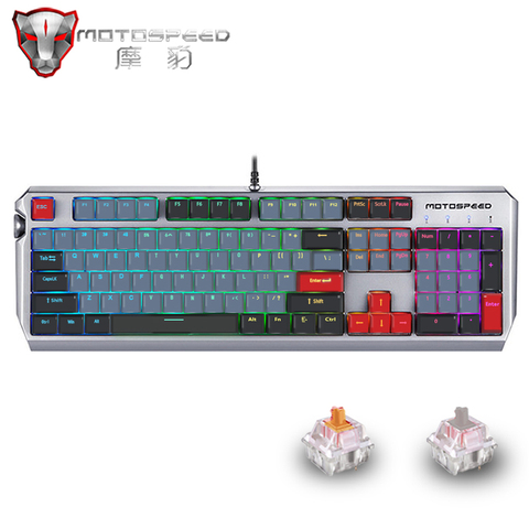 Motospeed-Teclado mecánico para videojuegos CK80 RGB, retroiluminación LED, Panel de Metal con cable de interruptor USB dorado/plateado para ordenador de escritorio ► Foto 1/6