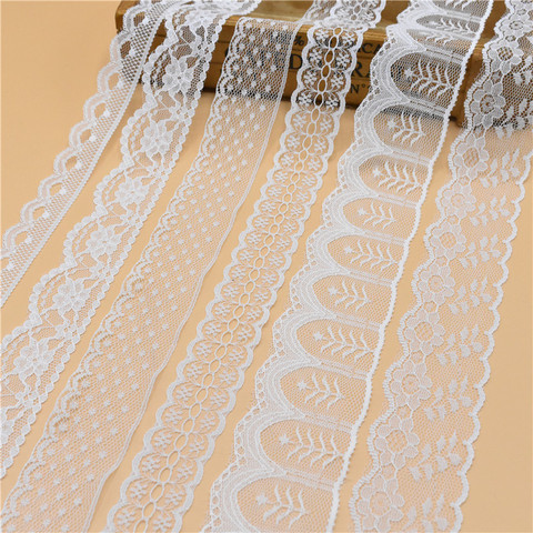 Hermoso 10 yardas blanco cinta de encaje ancho francés tela africana de encaje adornos para accesorios de costura ropa bordada ► Foto 1/6