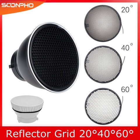 Difusor Reflector estándar de 7 pulgadas y 18cm con rejilla de nido de abeja de 20/40/60 grados para Flash estroboscópico de luz de estudio de montaje GODOX Bowens ► Foto 1/6