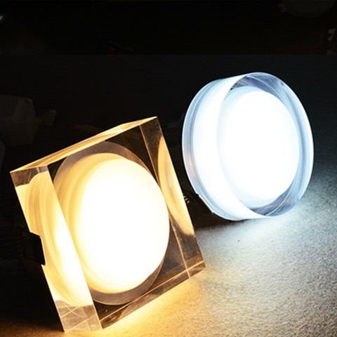 Luz descendente de LED de cristal, 5W, 10W, 12W, faro led regulable, AC220V, 110V, lámpara empotrable de techo para iluminación del hogar ► Foto 1/6