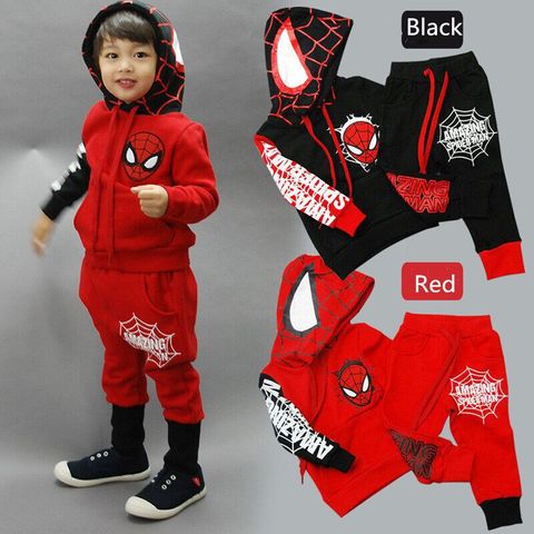 Sudadera con capucha de Spiderman para niños y niñas, conjunto de abrigo y pantalón, disfraz de Spiderman para primavera ► Foto 1/6