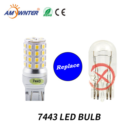 Lámpara led de alta potencia para coche, luces para autos T20 7440, doble función de luz W21/5W, intermitente, blanco cálido, amarillo y ámbar, 12V, 7443 T20 ► Foto 1/6