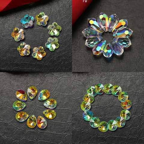 La mejor calidad de perlas de cristal colgante de flores Oso de gota de lágrima forma perlas de vidrio facetado para fabricación de joyería diy collares pendientes ► Foto 1/6