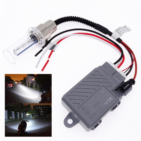 Juego de luces de Xenón HID para faro delantero de motocicleta, Kit Universal de 12V/35W para H4 BA20D H6 Hi/Lo 6000K, 1 Juego ► Foto 1/6