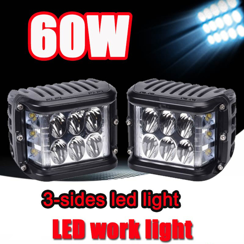 Barra Led todoterreno 4x4 60W 4 pulgadas, luz de trabajo de tres filas, proyector automático de lado dualmente, Combo de inundación de 12 voltios, para coche, ATV, barco, lámparas antiniebla ► Foto 1/6