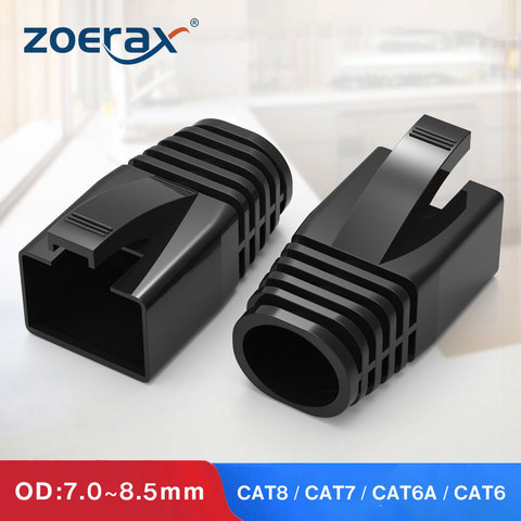 ZoeRax 50 Uds RJ45 Cable de red Ethernet sujetacables conector de Cable cubiertas para CAT8 CAT7 CAT6A (OD: 7,0mm ~ 8,5mm) ► Foto 1/6