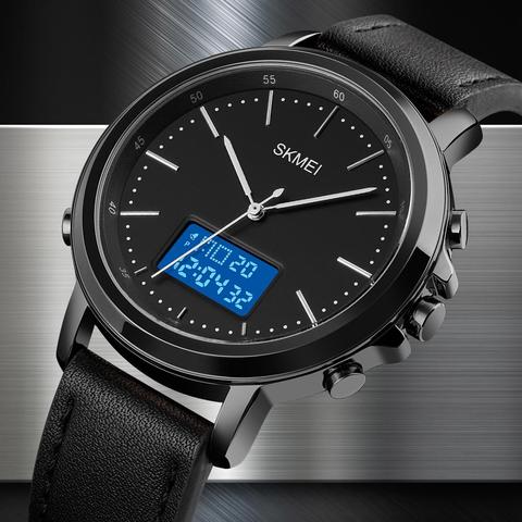 SKMEI-reloj electrónico deportivo minimalista para hombre, pulsera Digital con correa de cuero clásica, de negocios ► Foto 1/6