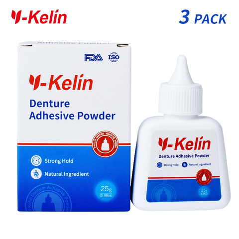 Y-kelin-adhesivo para dentadura, 75g (25g * 3 paquetes), agarre superfuerte, forma cómoda Y cómoda para goma sensible nueva ► Foto 1/6