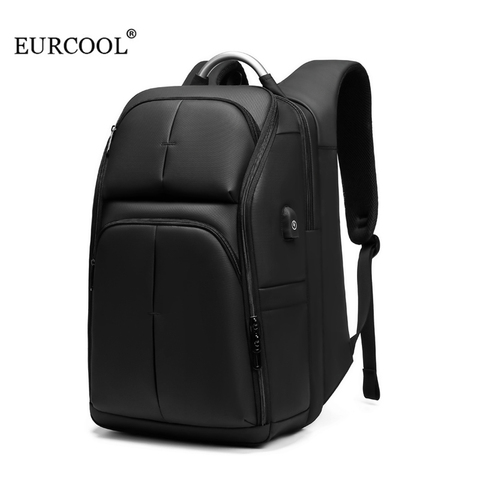 EUROCOOL-mochila grande de viaje para hombre, bolso resistente al agua para ordenador portátil de 15,6 pulgadas, con carga USB, multibolsa de viaje de gran capacidad ► Foto 1/6