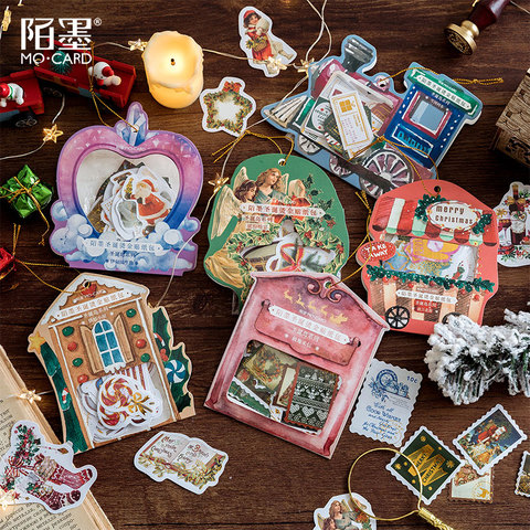 Sello Vintage de Feliz Navidad, pegatinas decorativas doradas, etiqueta de palo de Scrapbooking, pegatinas de papel para álbum y diario ► Foto 1/5