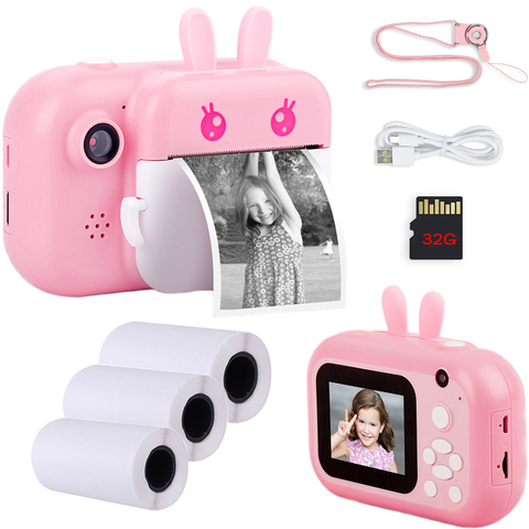 Cámara instantánea de 32GB para niños con estampado para niños, cámara Digital HD de 1080P, para niños, juguete de regalo de cumpleaños ► Foto 1/6